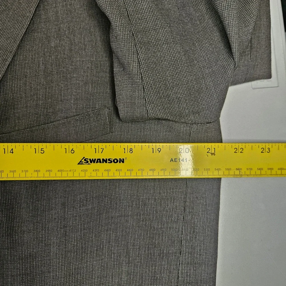 Vintage Grey‎ Wool 2 Piece Suit 42 Cinch Trousers Cuffed Two Button Blazer Gray